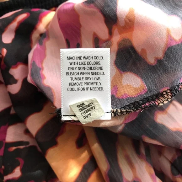 XHILARATION Sheer Black Orange Animal Print Pleated Center Racerback Tank Wmn M - Picture 6 of 13